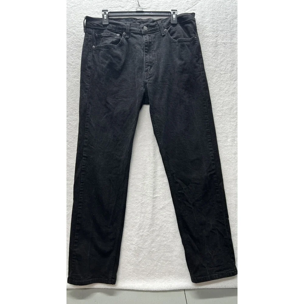 Levis Mens Size 36X32 Black Denim 505 Straight Jeans (J8)